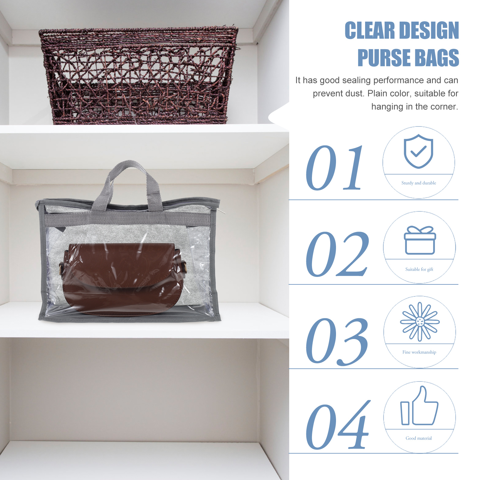6Pcs Dust Bags for Handbags Clear Design Purse Organizers Wardrobe Handbags  Storage Bags 